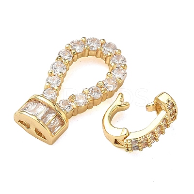 Brass Micro Pave Clear Cubic Zirconia Fold Over Clasps KK-U059-60G-1
