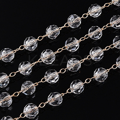 Handmade Glass Faceted Round Beaded Chains CHC-ZX005-05G-1