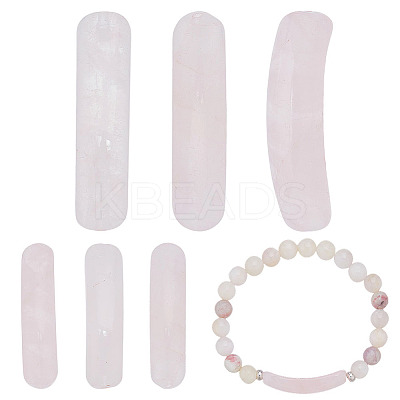 6Pcs Natural Rose Quartz Connector Charms G-AR0006-27B-1