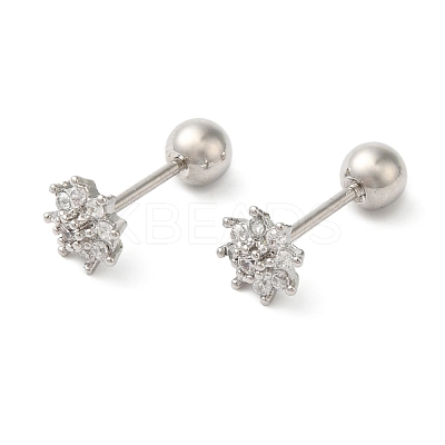 Star Brass Micro Pave Clear Cubic Zirconia Cartilage Earrings EJEW-L289-01P-03-1