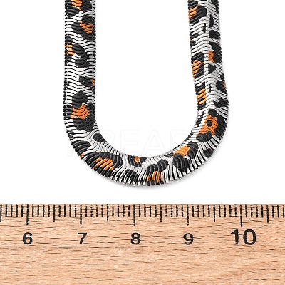 304 Stainless Steel Leopard Print Flat Snake Chain Necklaces for Women NJEW-A044-02B-P-1