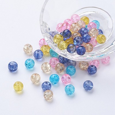 Baking Paint Crackle Glass Beads DGLA-X0006-8mm-04-1