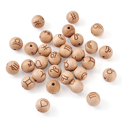 Natural Undyed Beech Beads WOOD-BT0001-04-1