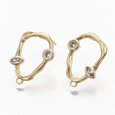 Brass Cubic Zirconia Stud Earring Findings X-KK-S354-229-NF-1