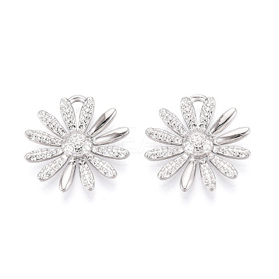 304 Stainless Steel Daisy Pendants STAS-T069-43P-1