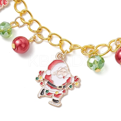3Pcs 3 Colors Christmas Alloy Enamel Charm Bracelets BJEW-JB12076-1