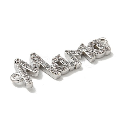 Mother's Day Brass Micro Pave Clear Cubic Zirconia Connector Charms KK-K378-12P-1