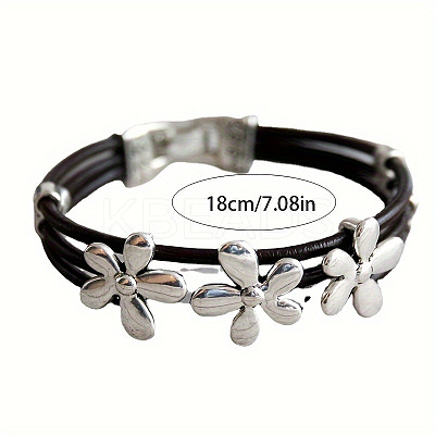 Alloy & Waxed Cord BBracelets for Women FS-WG70219-01-1