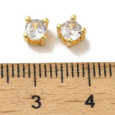 Brass with Single Clear Cubic Zirconia Beads KK-H461-09C-G-1