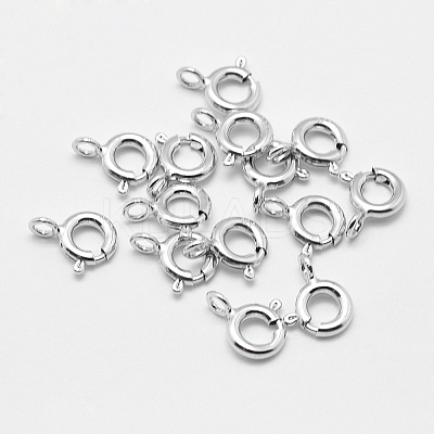 Anti-Tarnish Rhodium Plated 925 Sterling Silver Spring Ring Clasps STER-K167-076D-P-1