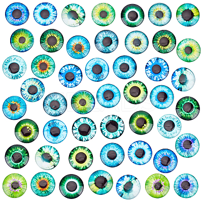 1 Bag Printed Glass Cabochons GGLA-PH0001-45B-1