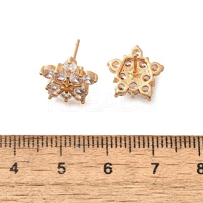 Brass Micro Pave Cubic Zirconia Stud Earrings EJEW-R018-10G-01-1
