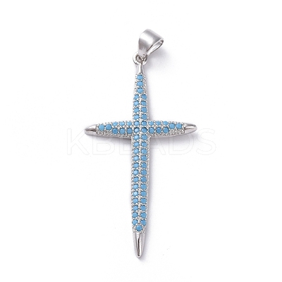 Brass Micro Pave Cubic Zirconia Pendants ZIRC-G159-02P-04-1