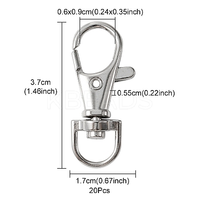 20Pcs Alloy Swivel Lobster Claw Clasps FIND-YW0001-55A-1