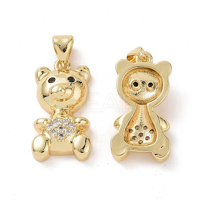 Brass Cubic Zirconia Pendants KK-G453-04G-1