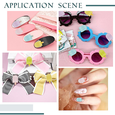 80Pcs 5 Colors Luminous Resin Decoden Cabochons RESI-AR0001-35-1