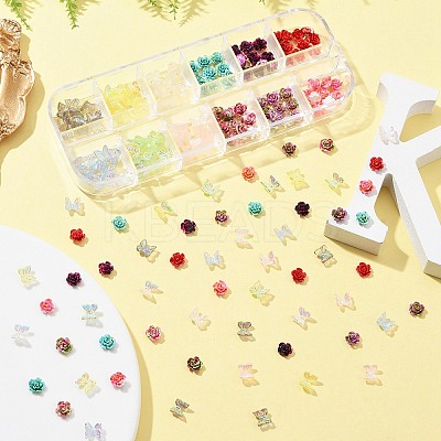 180Pcs 12 Styles Spray Painted Resin Cabochons MRMJ-FS0001-03-1