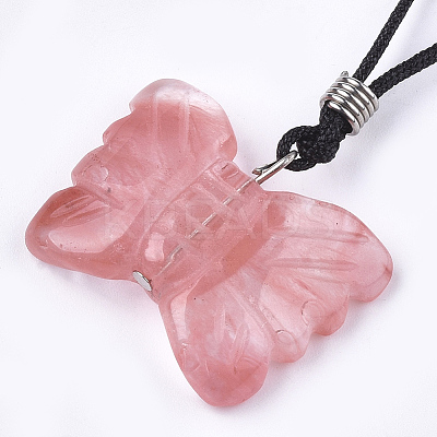 Watermelon Stone Glass Pendant Necklaces G-T113-07C-B-1