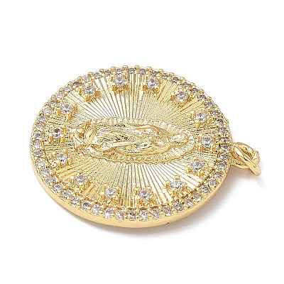 Brass Micro Pave Cubic Zirconia Pendants KK-Q068-31B-G-1