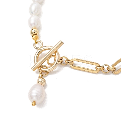 Natural Cultured Freshwater Pearl Beads Link Bracelets BJEW-JB13511-01-1