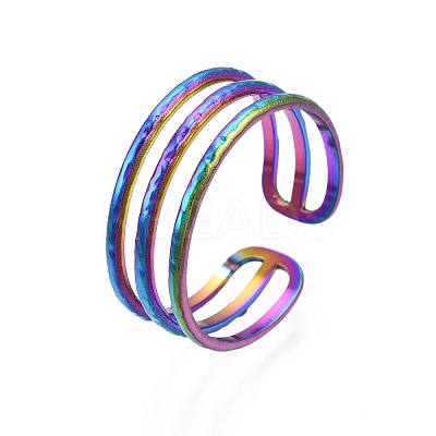 304 Stainless Steel Cuff Ring RJEW-N038-090-1