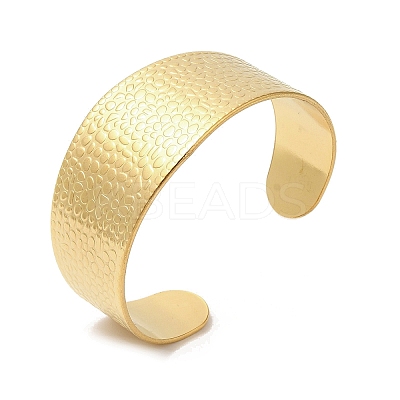 Ion Plating(IP) 304 Stainless Steel Textured Wide Cuff Bangles for Women BJEW-L682-014G-1