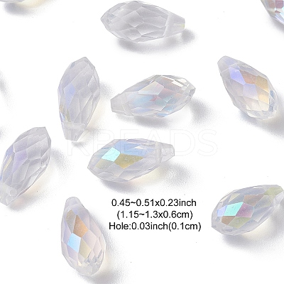 Electroplate Transparent Glass Faceted Teardrop Beads EGLA-YWC0001-01-1