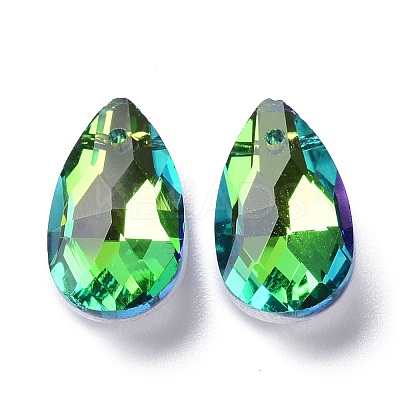 Faceted Teardrop Glass Pendants GLAA-O008-A18-1