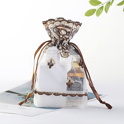 Organza Embroidery Flower Jewellery Storage Pouches PW-WG47534-01-1