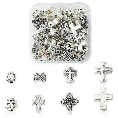 80Pcs 8 Style Tibetan Style Alloy Beads TIBEB-YW0001-15-1