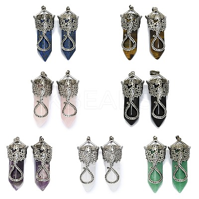 Natural Gemstone Faceted Pointed Bullet Big Pendants G-Q165-02AS-1
