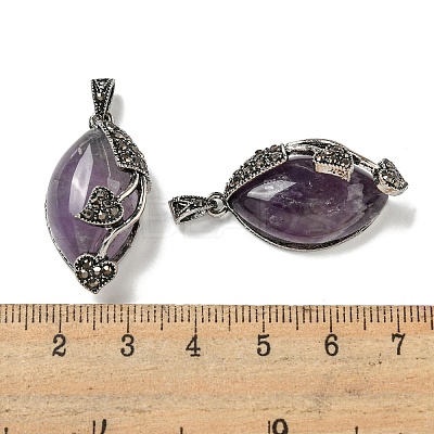 Natural Amethyst Horse Eye Pendants G-F766-01AS-04-1