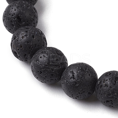 Round Natural Lava Rock Beaded Stretch Bracelets BJEW-JB10276-03-1