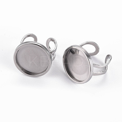 Tarnish Resistant 201 Stainless Steel Cuff Ring Findings STAS-S080-040E-P-1
