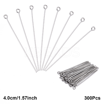 300Pcs 304 Stainless Steel Eye Pins STAS-YW0003-12D-1