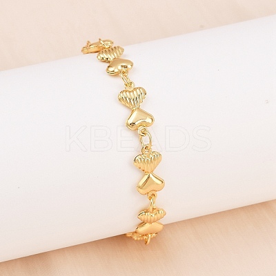 304 Stainless Steel Heart Link Chain Bracelets for Valentine's Day Gift LS-BJEW-D359-17C-G-1