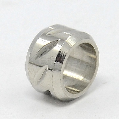 Tarnish Resistant 304 Stainless Steel Large Hole Column Carved Oval Beads STAS-G037-07-1