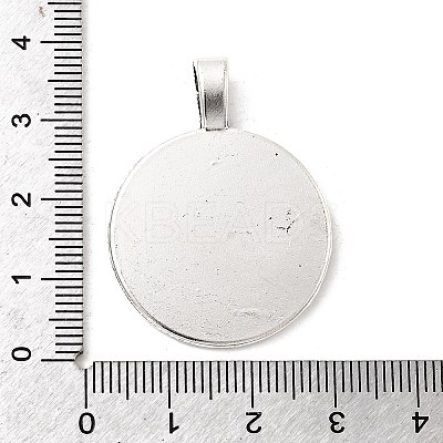 Tibetan Style Alloy Flat Round Pendant Cabochon Settings TIBEP-M022-14AS-1