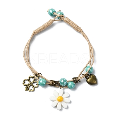 Polyester Braided Bead Bracelets BJEW-JB11362-1