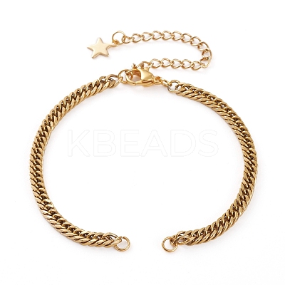 PVD Vacuum Plating 304 Stainless Steel Diamond Cut Curb Chains Bracelet Makings AJEW-JB00878-1
