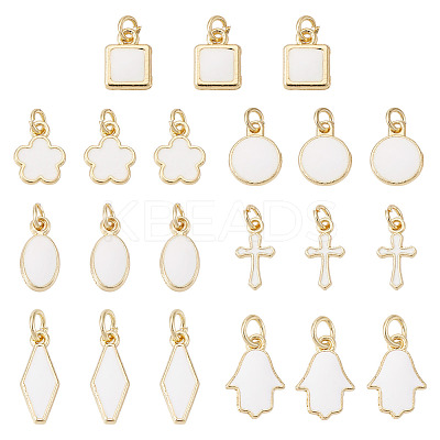 21Pcs 7 Styles Brass Enamel Charms KK-TA0003-19A-1