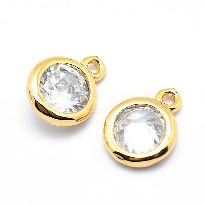 Brass Cubic Zirconia Pendants KK-P119-33-8x6mm-G-NR-1