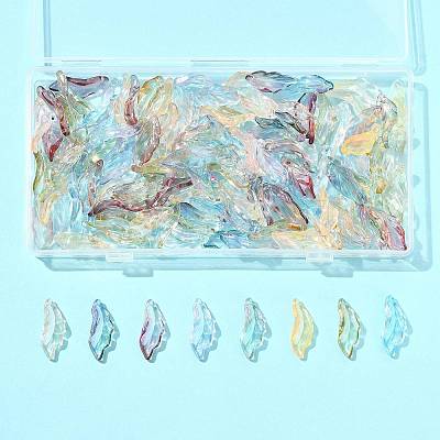 120Pcs 6 Colors Baking Paint Transparent Glass Pendants DGLA-FS0001-18-1