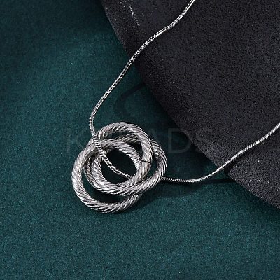304 Stainless Steel Triple Circles Pendant Necklaces for Women NJEW-Z044-14P-1