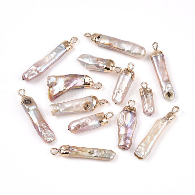 Electroplated Natural Keshi Pearl Pendants PEAR-S012-83-1