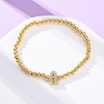 Brass Round Beads Stretch Bracelets BJEW-A034-05G-1