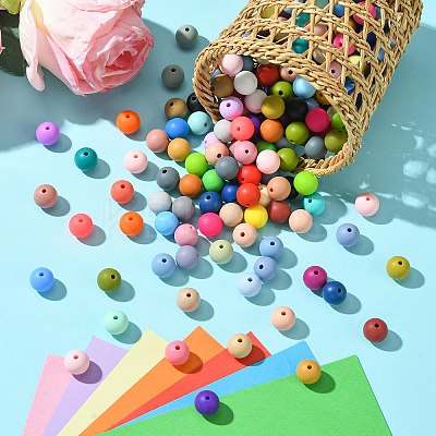 200Pcs Round Food Grade Eco-Friendly Silicone Beads SIL-CJ0001-90-1