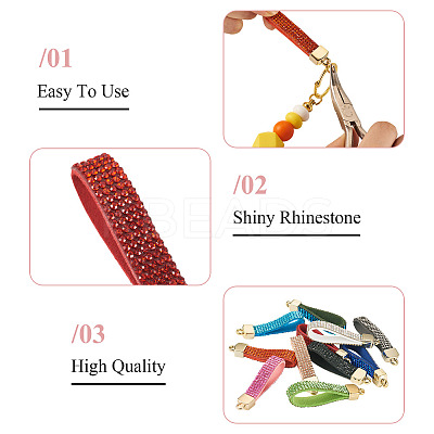 11Pcs 11 Colors Alloy Rhinestone Keychain Findings FIND-BT0001-38B-1
