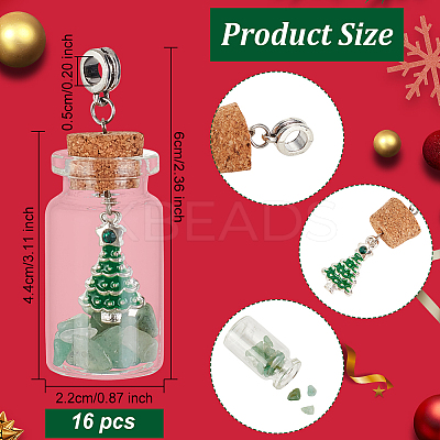 16Pcs Natural Green Aventurine Beaded Wishing Bottle European Dangle Large Hole Pendants FIND-OC0002-65-1