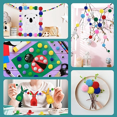 1150Pcs Pom Pom Yarn Pom Pom Balls and Wiggle Googly Eyes Cabochons DIY-YW0012-27-1